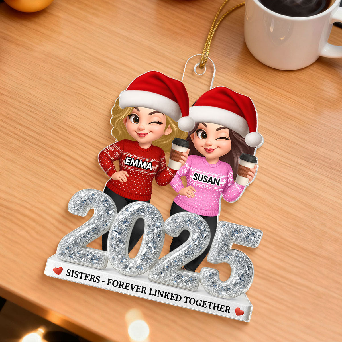 2025 Shining Effect Brothers & Sisters - Personalized Acrylic Ornament - Christmas Gift for Siblings