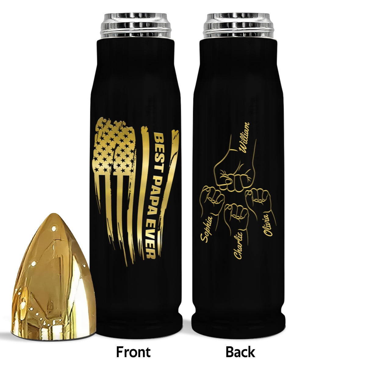 Nation Flag Best Dad Grandpa Ever Personalized Bullet Tumbler, Gift For Dad, Grandpa, Husband