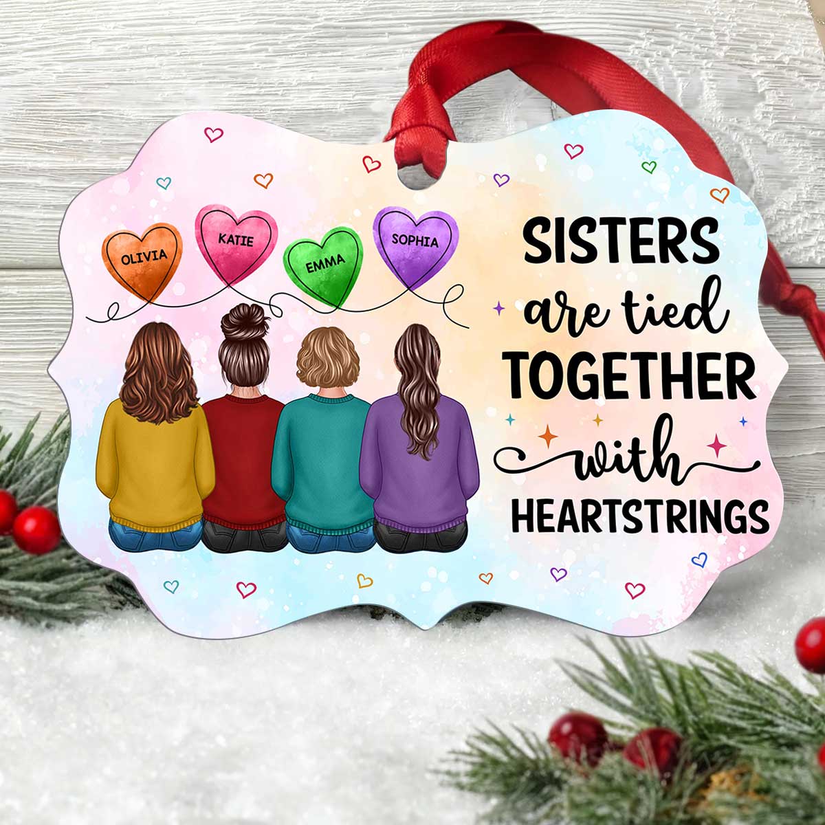 Sisters Siblings Family Heartstrings Personalized Christmas Ornament