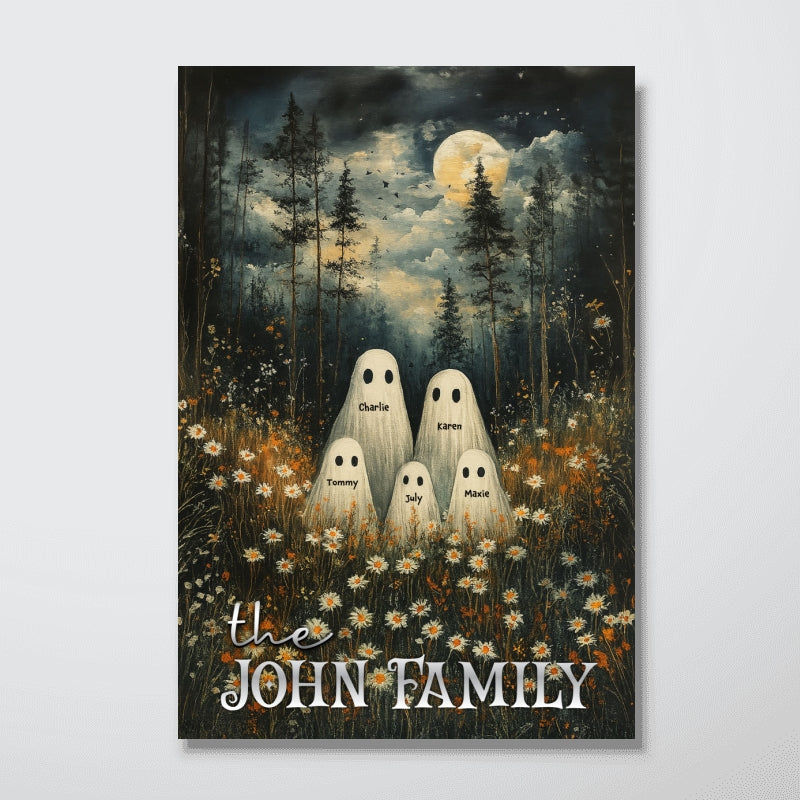 Halloween Family Portrait Personalized Poster Printing, Custom Family Halloween Wall Art