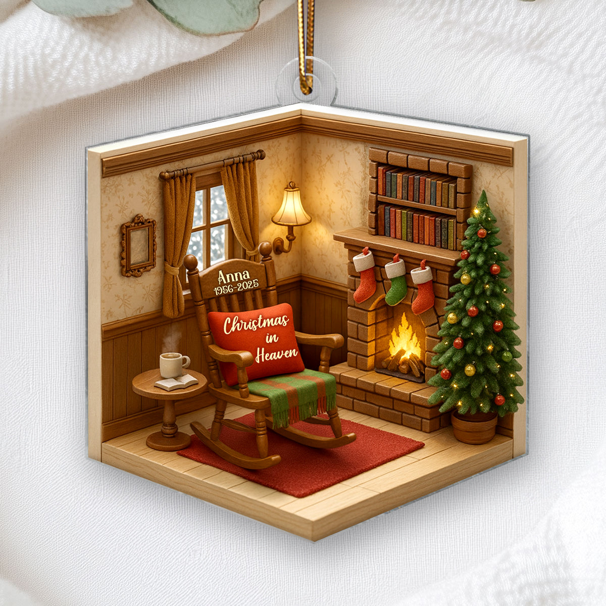 Interior 3D House Personalized Acrylic Ornament, Memorial Christmas Ornament For Grandma/Grandpa, For Mom/Dad