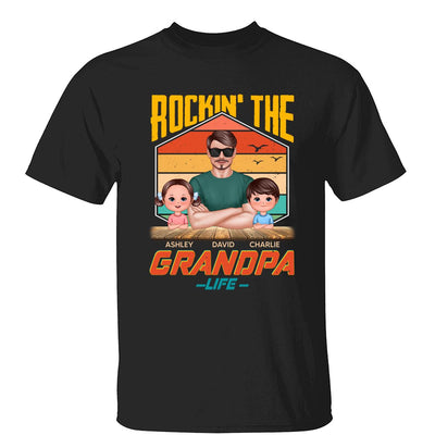 Rockin‘ The Dad Grandpa Life Retro Personalized Shirt