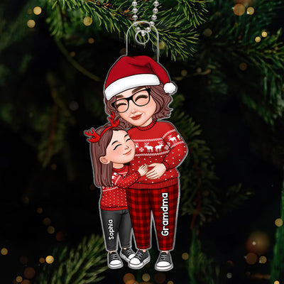 Grandma & Grandkids Hugging Christmas Gift For Grandma Granddaughter Grandson Personalized Acrylic Ornament