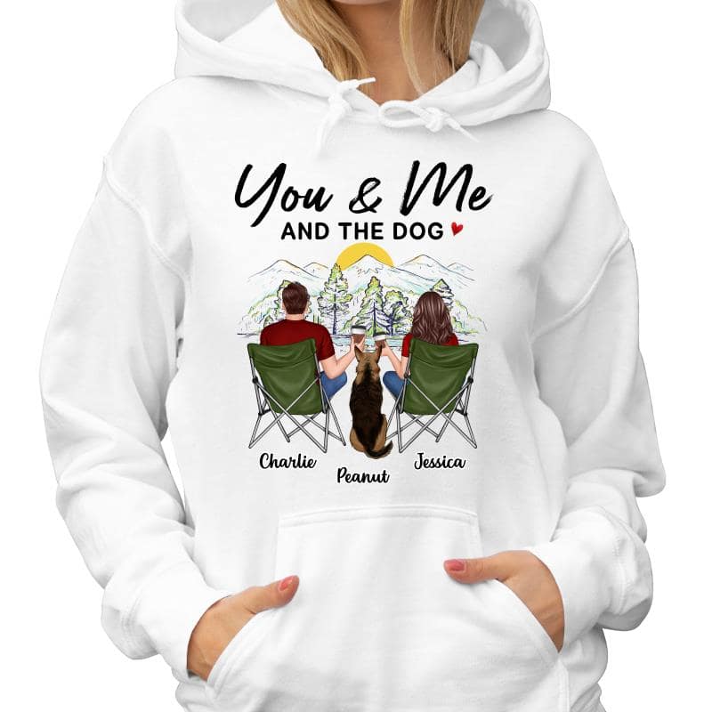 Mountain Sketch Couple Back View You Me The Dog Personalized Shirt