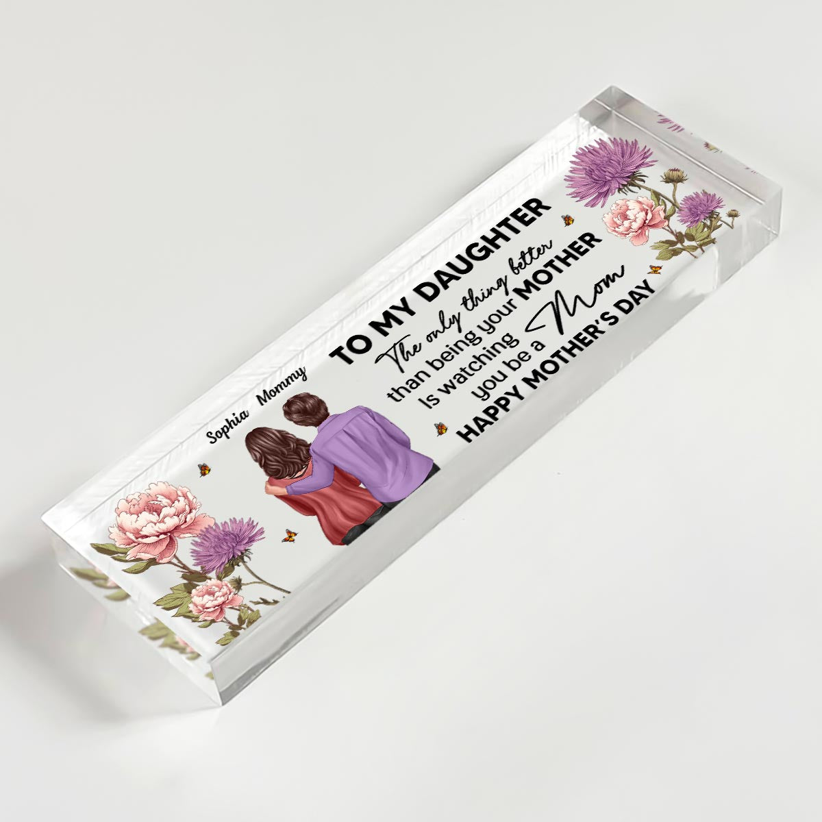 Birth Month Flowers To My Daughter From Mom Personalized Acrylic Desk Name Plate
