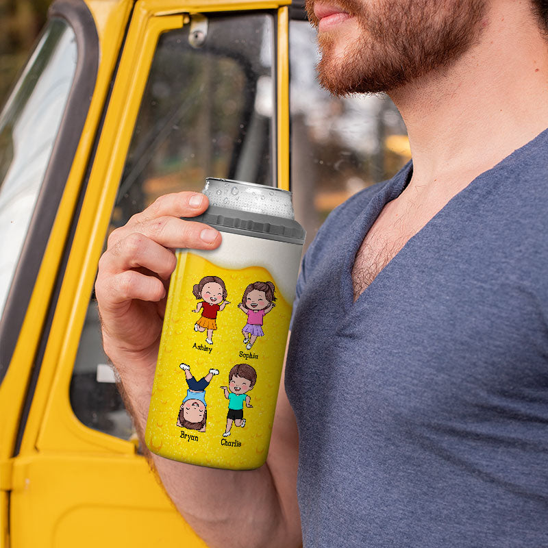 From The Reasons You Drinks Naughty Kids Personalized 4 In 1 Can Cooler, Unique Father's Day Gift for Dad, Gift for Husband