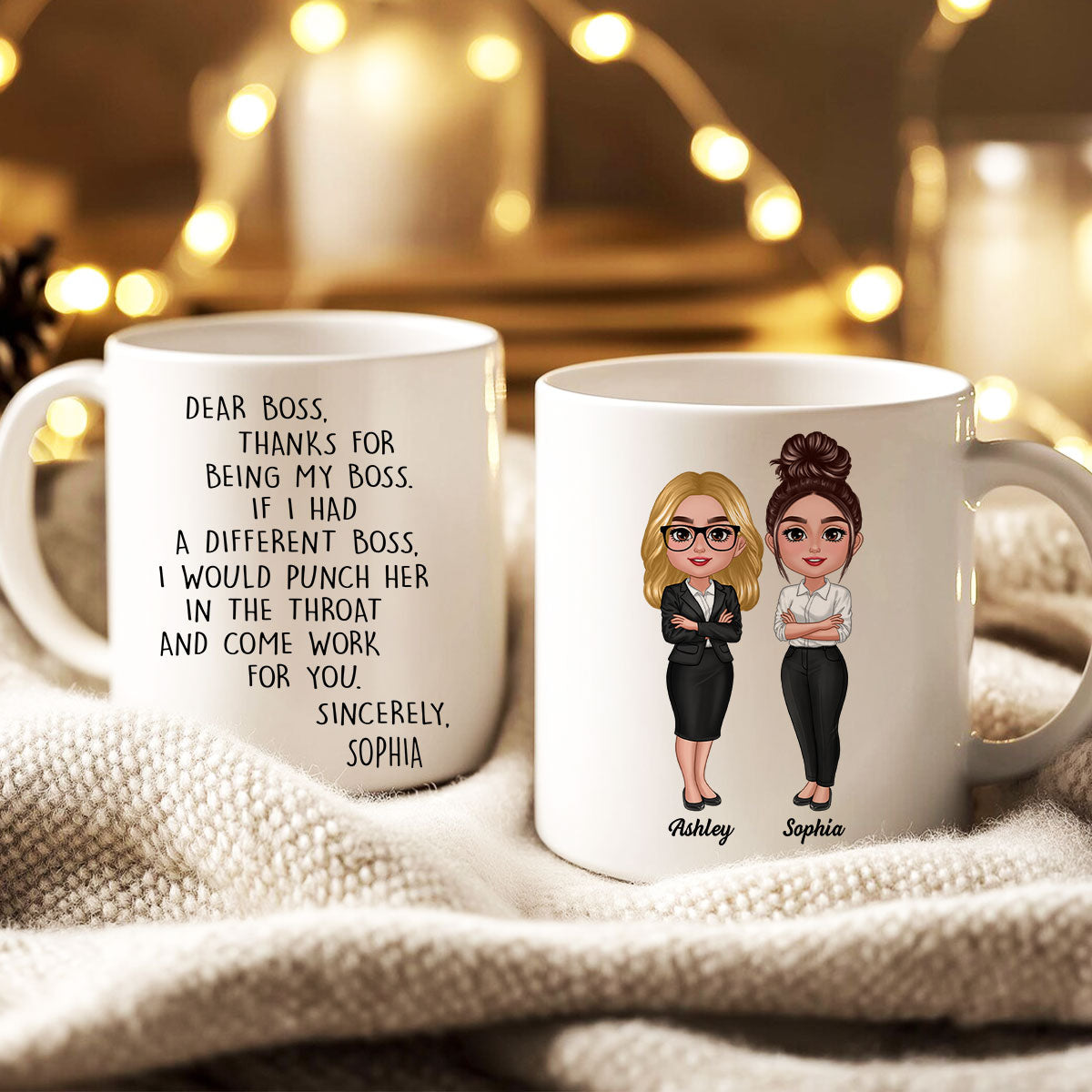 Dear Boss Personalized Mug, Funny Christmas Gift For Boss