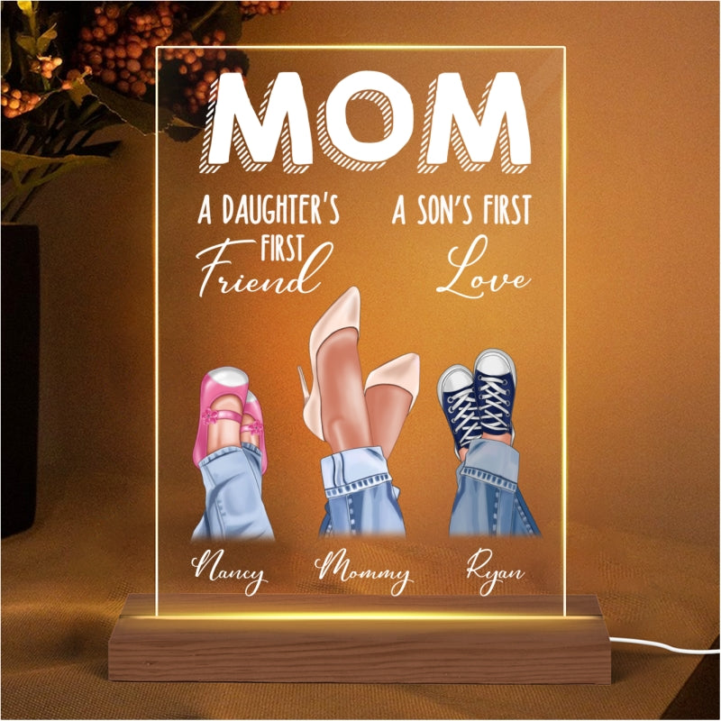 Mom Daughter First Friend Son First Love Personalized Plaque LED Night Light, Acrylic LED Lamp, Mother‘s Day Gift For Mom