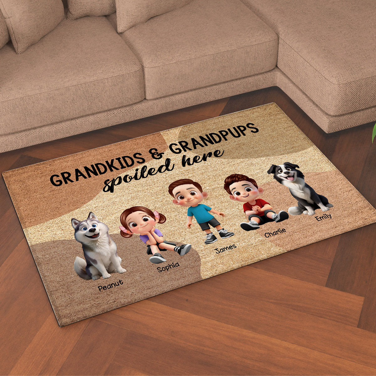 Grandkids Grandpups Spoiled Here Personalized Doormat