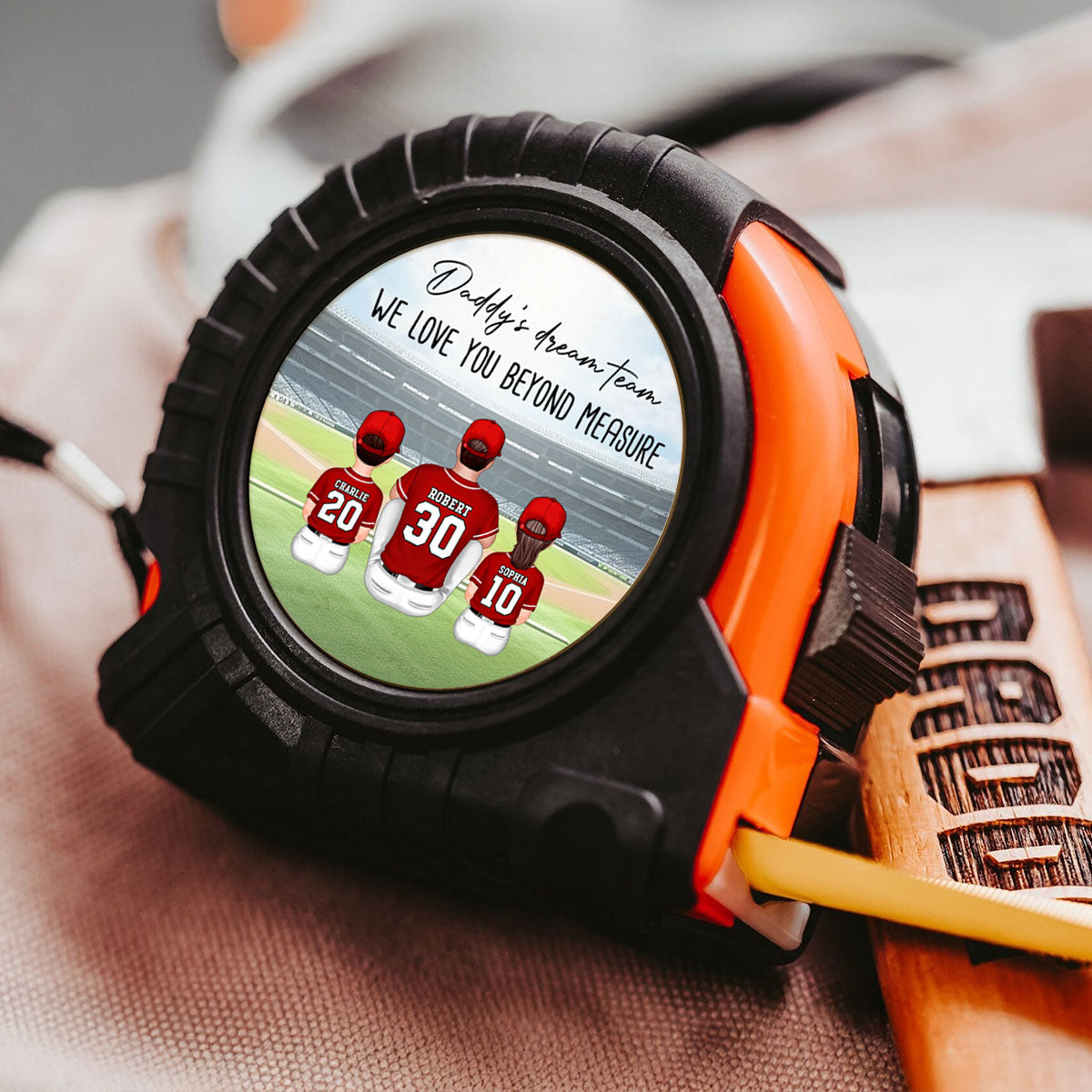 Baseball Daddy's Dream Team Love You Beyond Measure Personalized Tape Measure, Gift For Dad