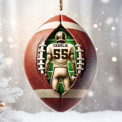 3D Effect Football Player Personalized Acrylic Ornament, Christmas Gift For Football Players, Football Fans