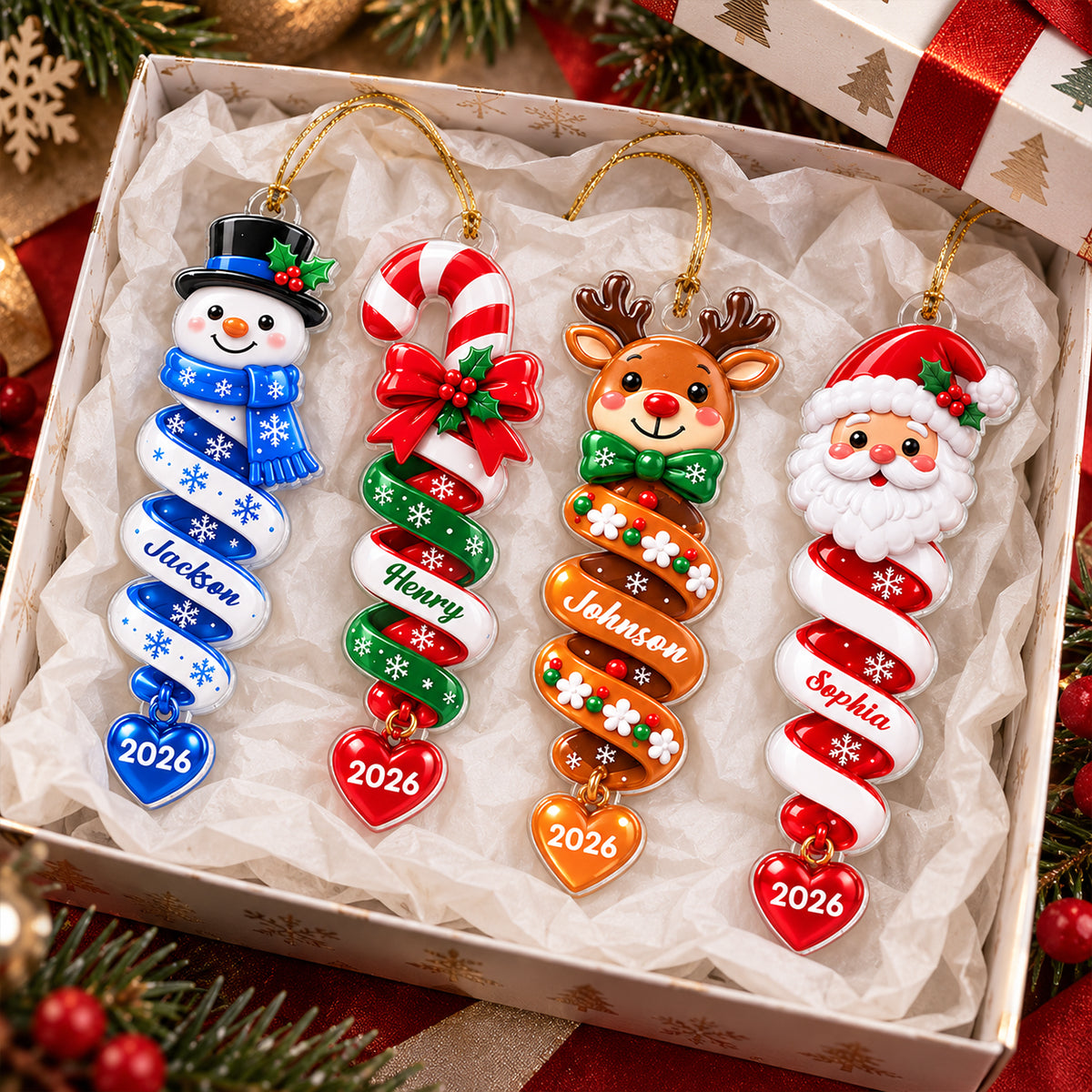 Custom Family Kids Boy Girl Names - Personalized Acrylic Ornament - Christmas Gift for Children, Friends
