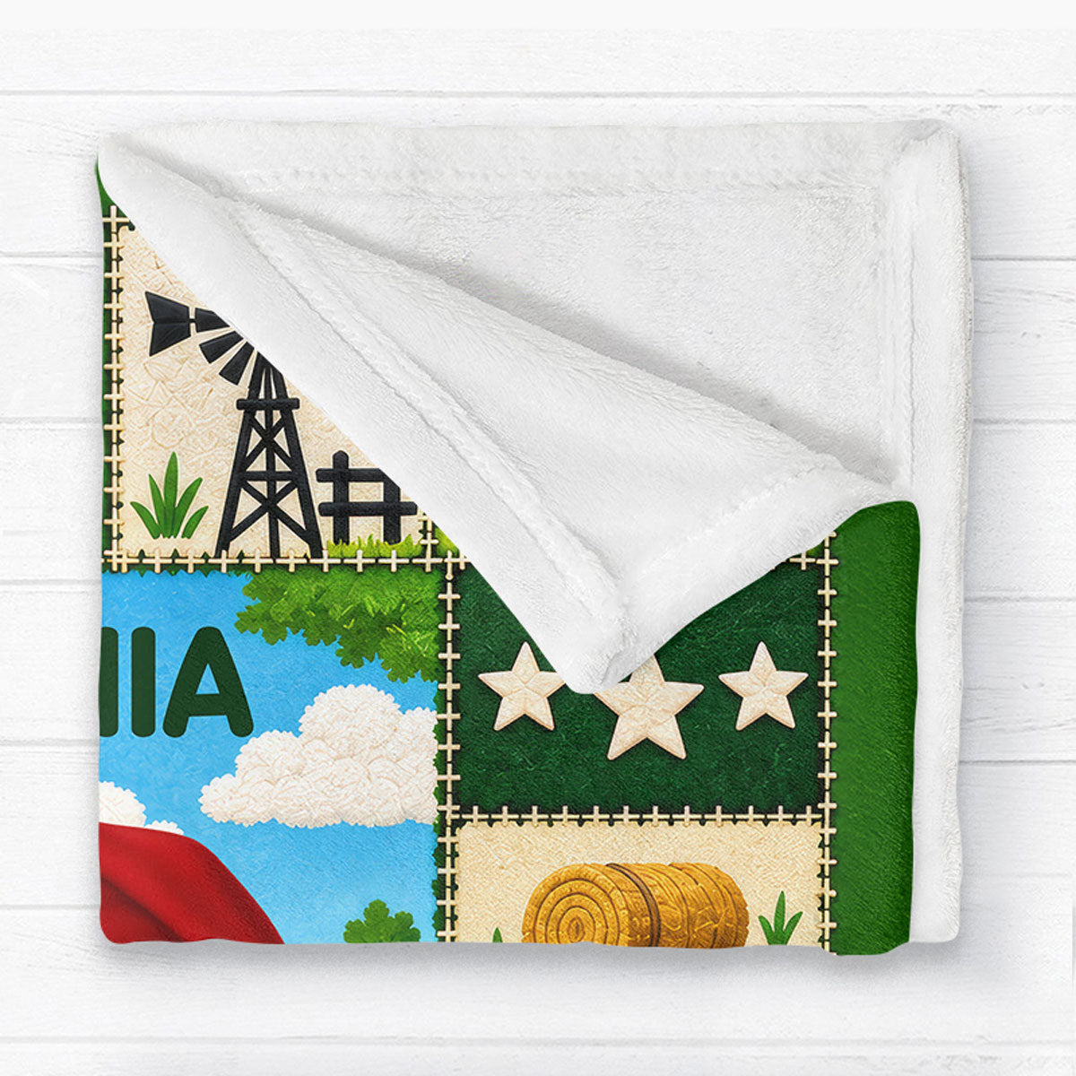 Little Boy Girl With Tractor Excavator Backhoe Christmas - Personalized Blanket - Gift For Grandkids, Kids