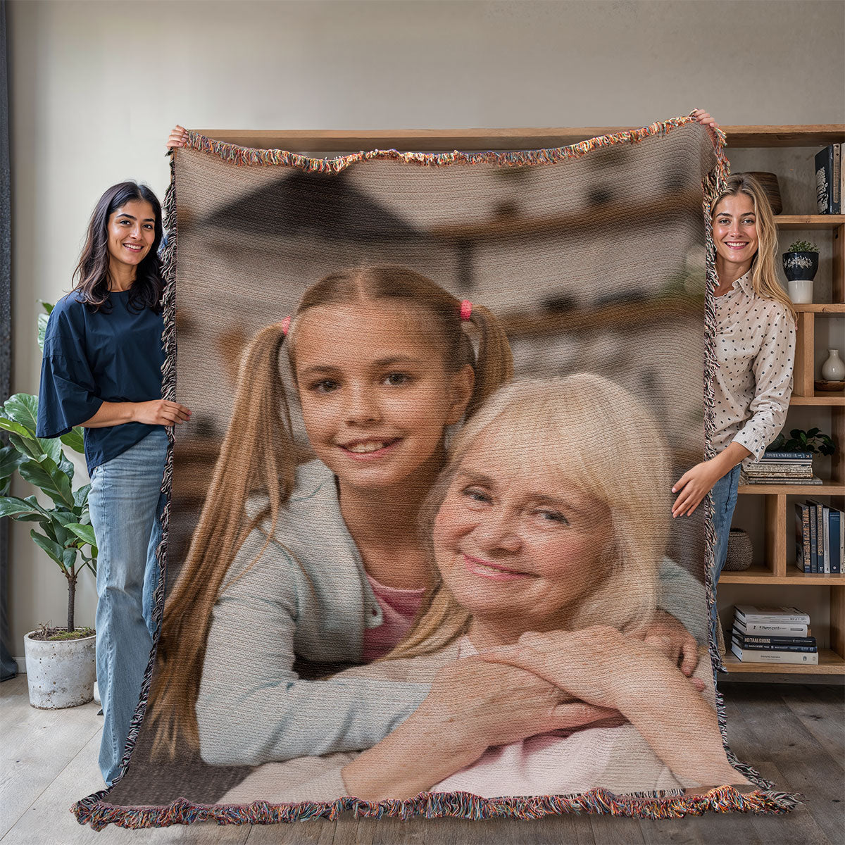 Custom Photo Unique Gift For Family Friends Personalized Tapestry Woven Blanket