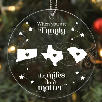 Long Distance Family Friends Siblings Sisters Besties Personalized Acrylic Ornament, Togetherness Christmas Gift