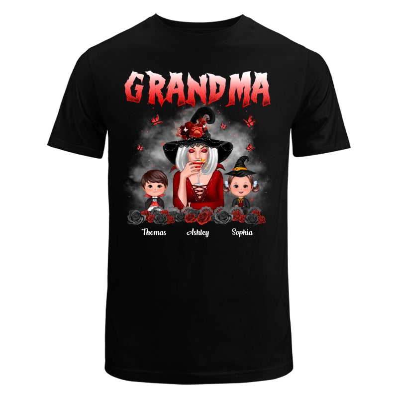Halloween Roses Grandma With Grandkids Personalized Shirt