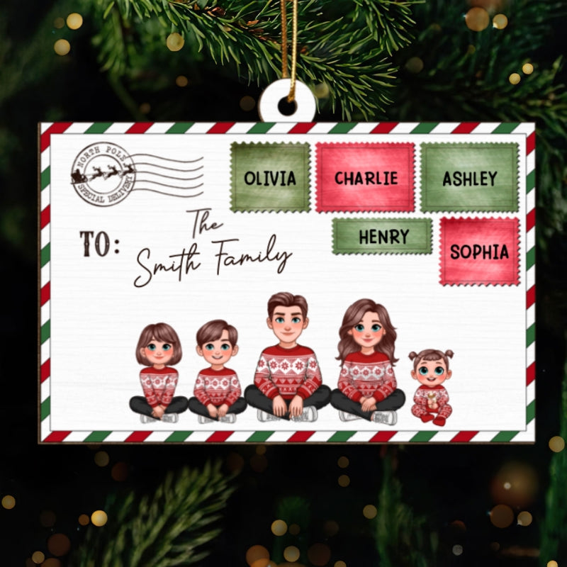 Santa Letter To Pretty Family Personalized Wooden Ornament