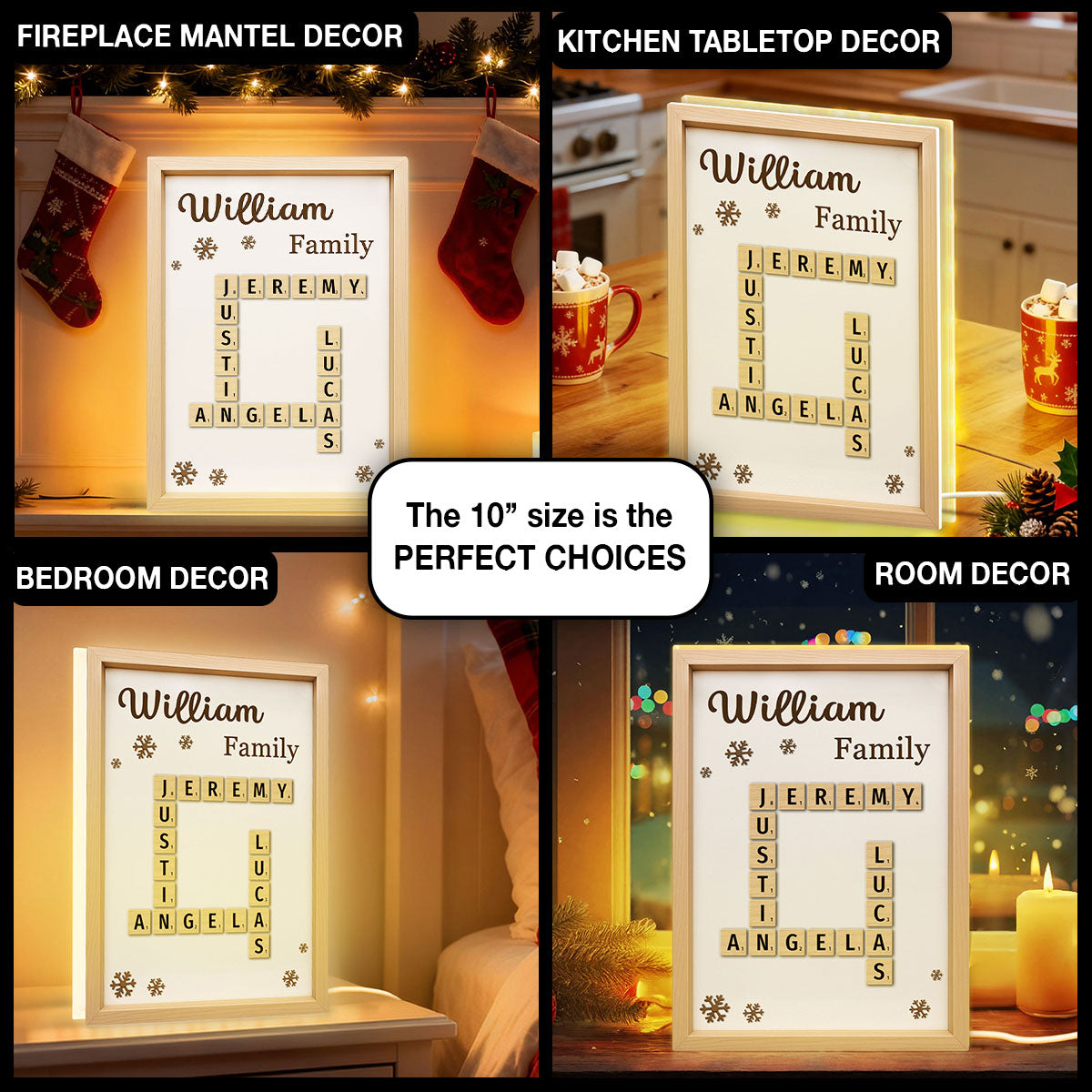 Family Crossword - Personalized Light Box - Christmas Gift for Family, for Wife, for Husband