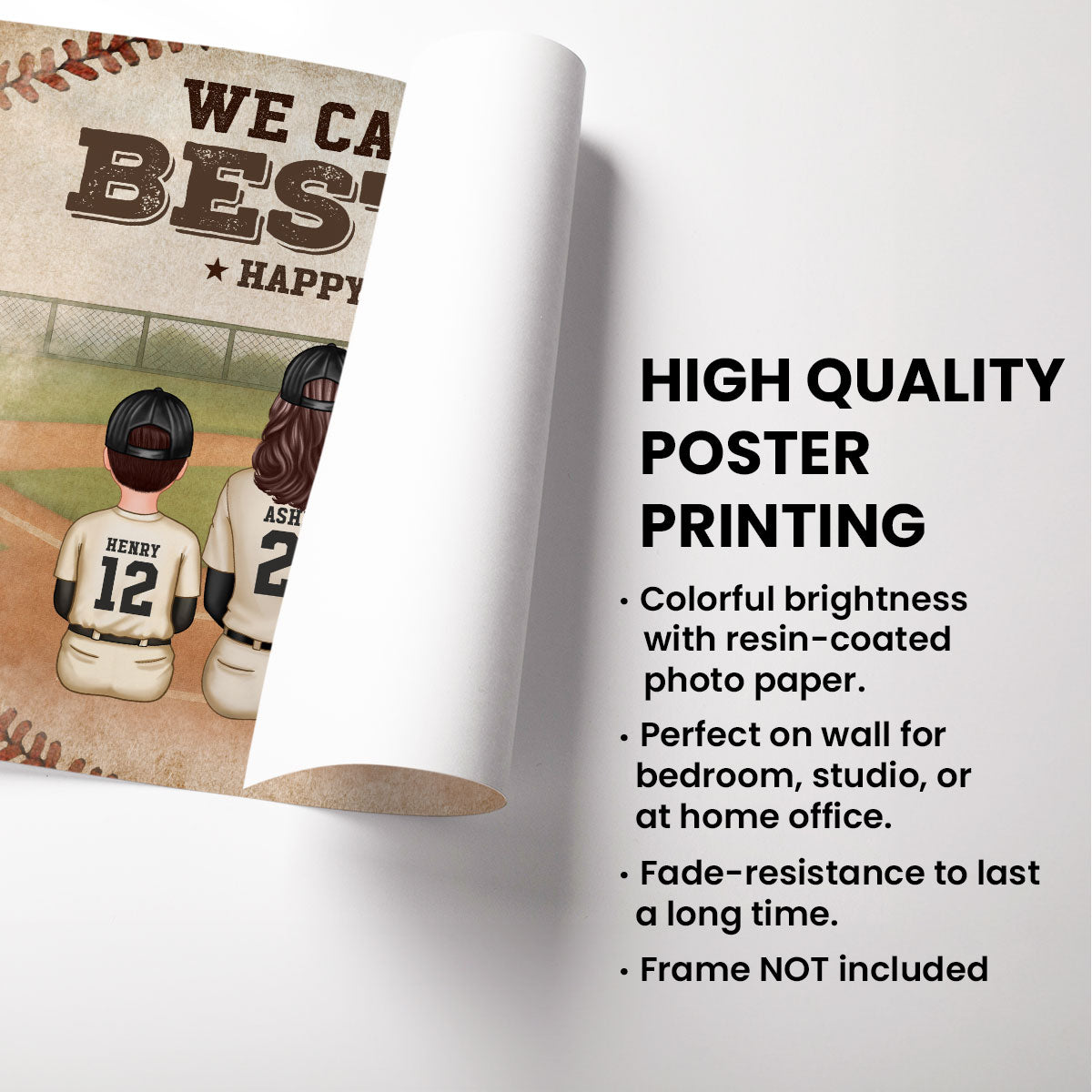 Retro Vintage Baseball Family We Caught The Best Dad Personalized Poster, Unique 2025 Father's Day Gift For Dad