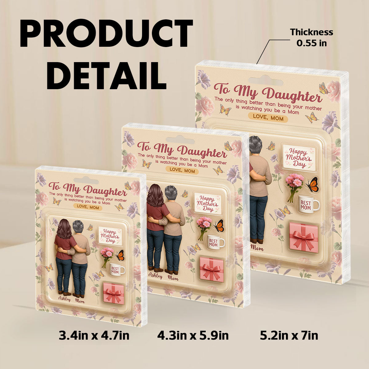 To My Daughter From Mom Birth Flowers Custom Figure Personalized Acrylic Block Plaque