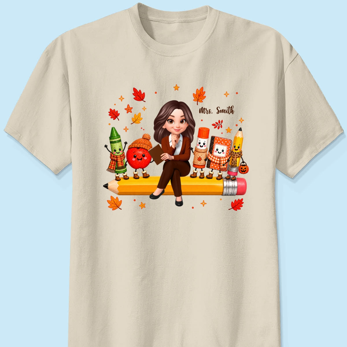 Cozy Warm Fall Vibe Teacher Life Happy School Supplies Friends - Personalized Shirt - Fall Gift For Teacher