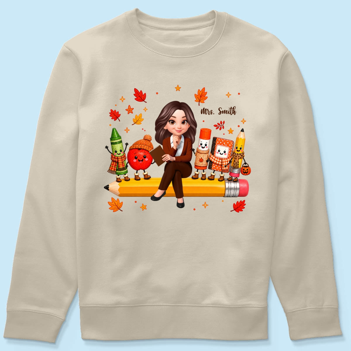 Cozy Warm Fall Vibe Teacher Life Happy School Supplies Friends - Personalized Shirt - Fall Gift For Teacher