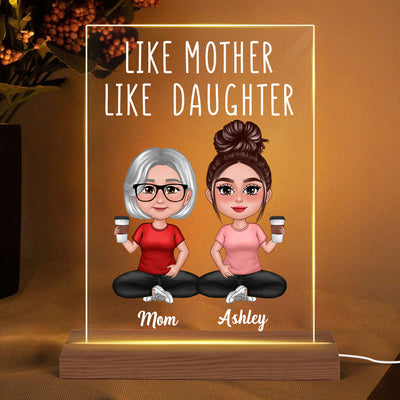 Like Mother Like Daughter Pretty Doll Sitting Together Personalized Acrylic LED Night Light