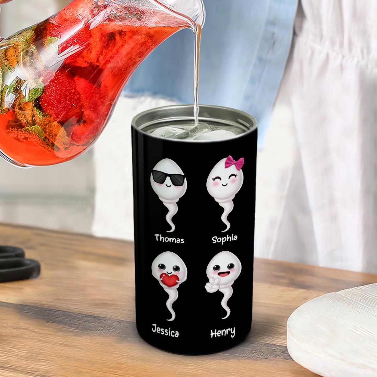 We Used To Live In Your Balls Cute Little Kids Personalized 4 In 1 Can Cooler, Funny Father's Day Gift For Dad