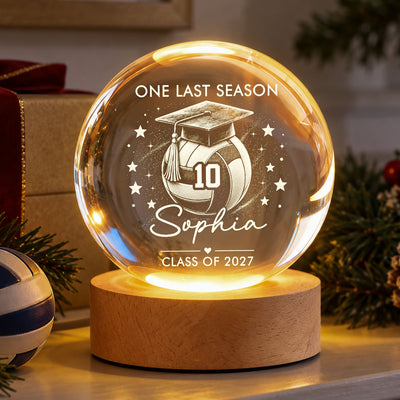 Senior Volleyball Player Graduation - Personalized Crystal Ball LED Night Light - Christmas Gift For Volleyball Players Senior, Granddaughter, Grandson, Daughter, Son