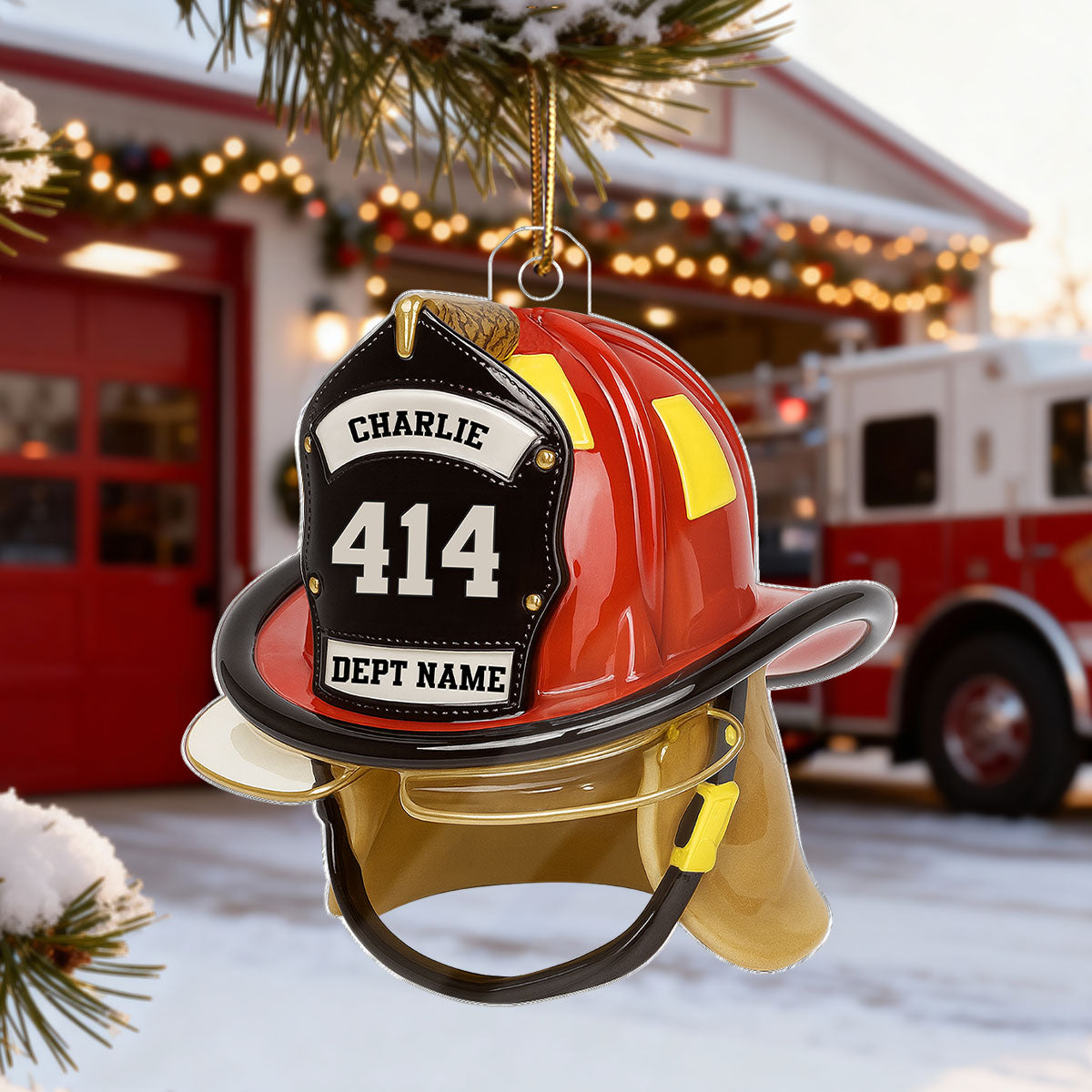 3D Effect Firefighter Helmet - Personalized Acrylic Car Hanger- Gift For Firefighter