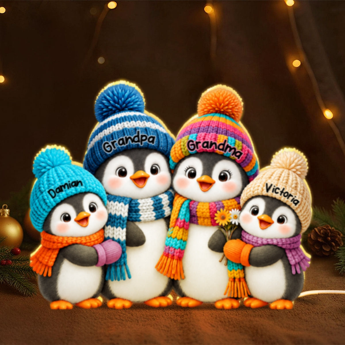 Grandma & Grandpa’s Little Penguins – Personalized Light Box - Christmas Gift For Grandparents