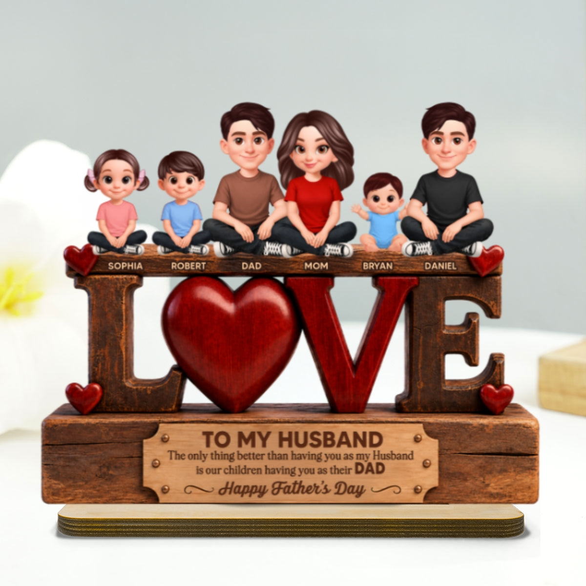 Forever Family Love To My Husband The Only Thing - Personalized 2-Layered Wooden Plaque - Father's Day Gift For Husband, Dad