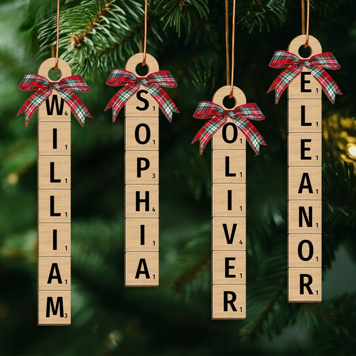 Family Members Names Art Unique Personalized Wooden Ornament