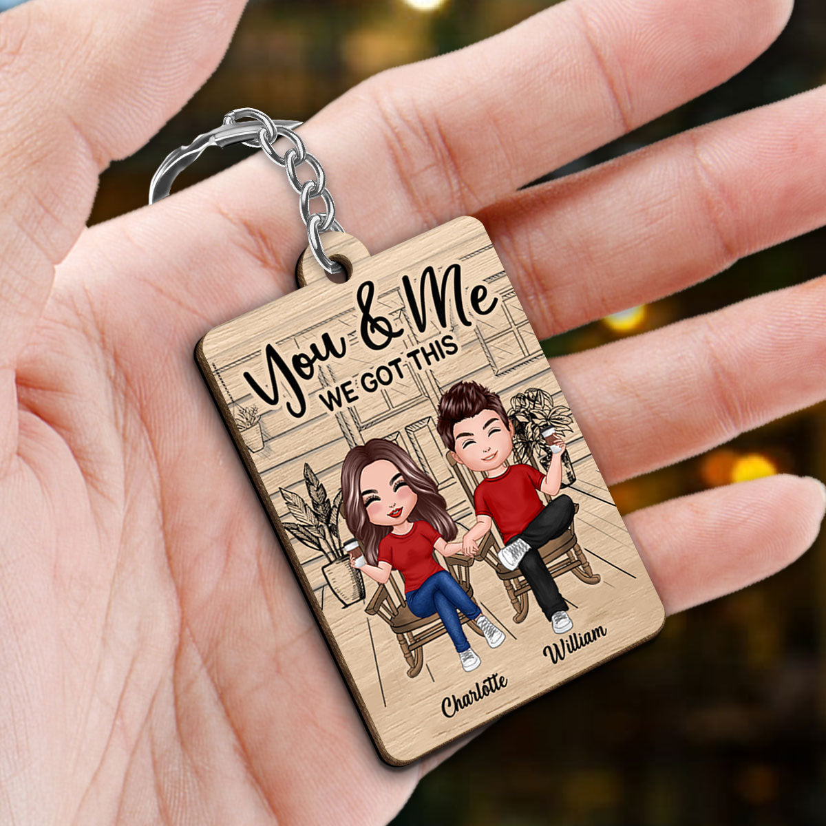 Couple We Got This Favorite Song Scannable QR Code Personalized Wooden Keychain