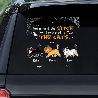 Never Mind The Witch Beware Of The Cats Halloween Decor Personalized Decal