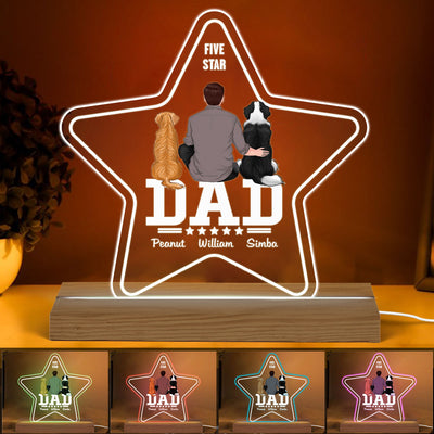 Five - Star Dog Dad Back View Personalized Custom Shape Acrylic LED Night Light