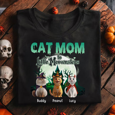 Cat Mom to Little Meownsters Personalized Shirt, Halloween Shirt for Cat Moms