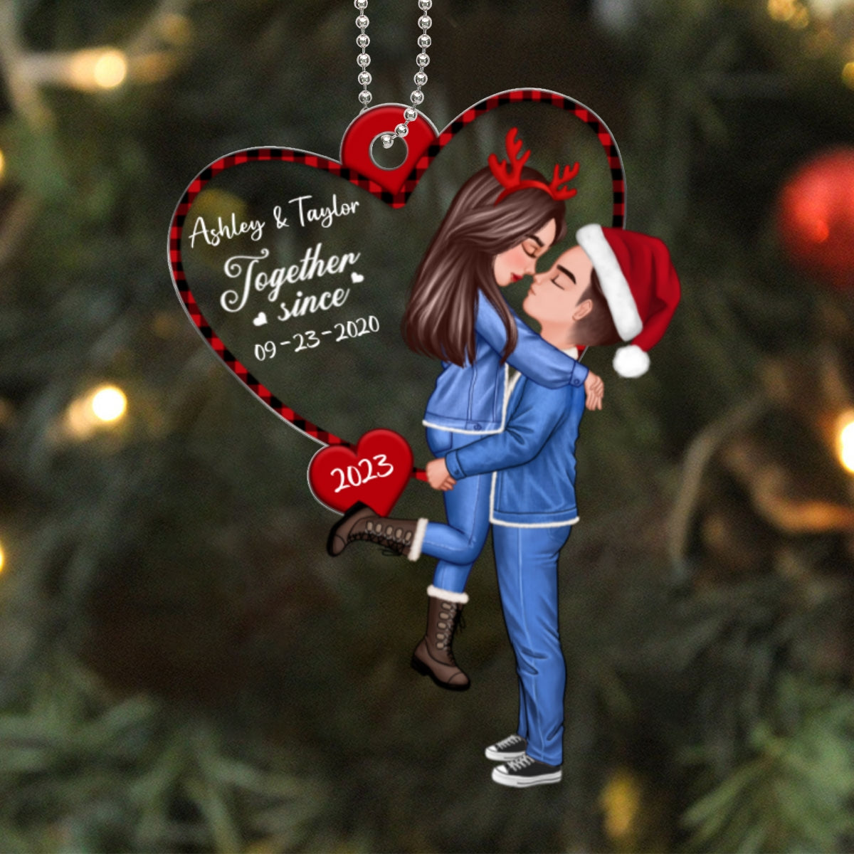 Hugging Couple Together Since Heart Personalized Acrylic Ornament