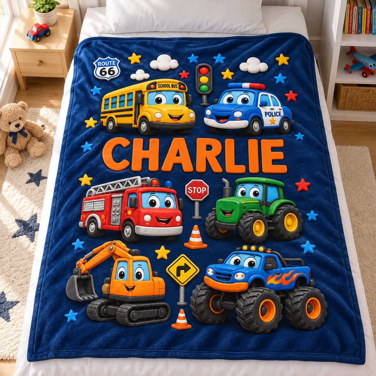 Cute Kids Animal & Fantasy World Custom Name - Personalized Fleece Blanket - Christmas Gift For Kids, Boys, Girls, Son, Daughter, Grandson, Granddaughter