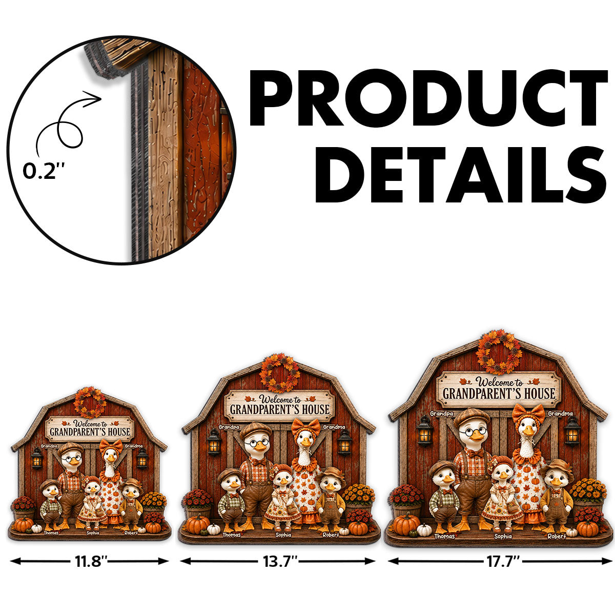 Grandma & Grandpa's Fall Goose Family - Personalized Wood Sign - Fall Season Decoration