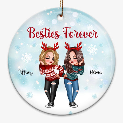 Christmas Pretty Besties Snow Personalized Circle Ornament