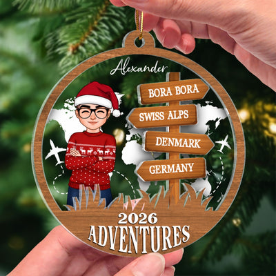 Personalized Travel Adventure Ornament, Custom Traveling Destination Ornament, Travel Gift, Christmas Gift, Gift for Travelers