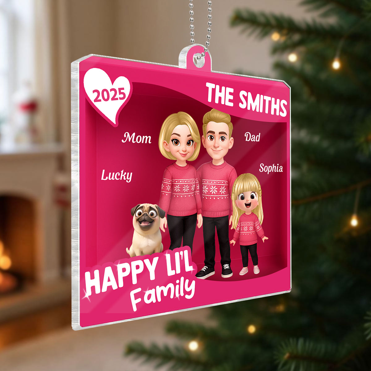 Family 3D Action Figure Toy Box - Personalized Acrylic Ornament - Christmas Gift For Family, Husband, Wife