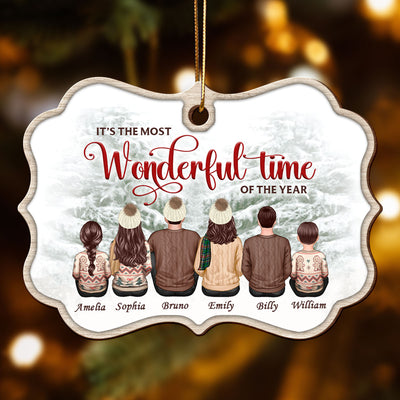 Vintage It's The Most Wonderful Time Of The Year Personalized Wooden Ornament, Christmas Gift For Family