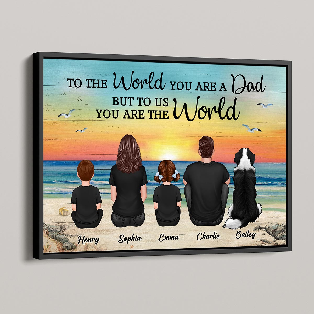 Custom Family Retro Vintage Beach Landscape Poster, Gift For Husband, Dad, Grandpa