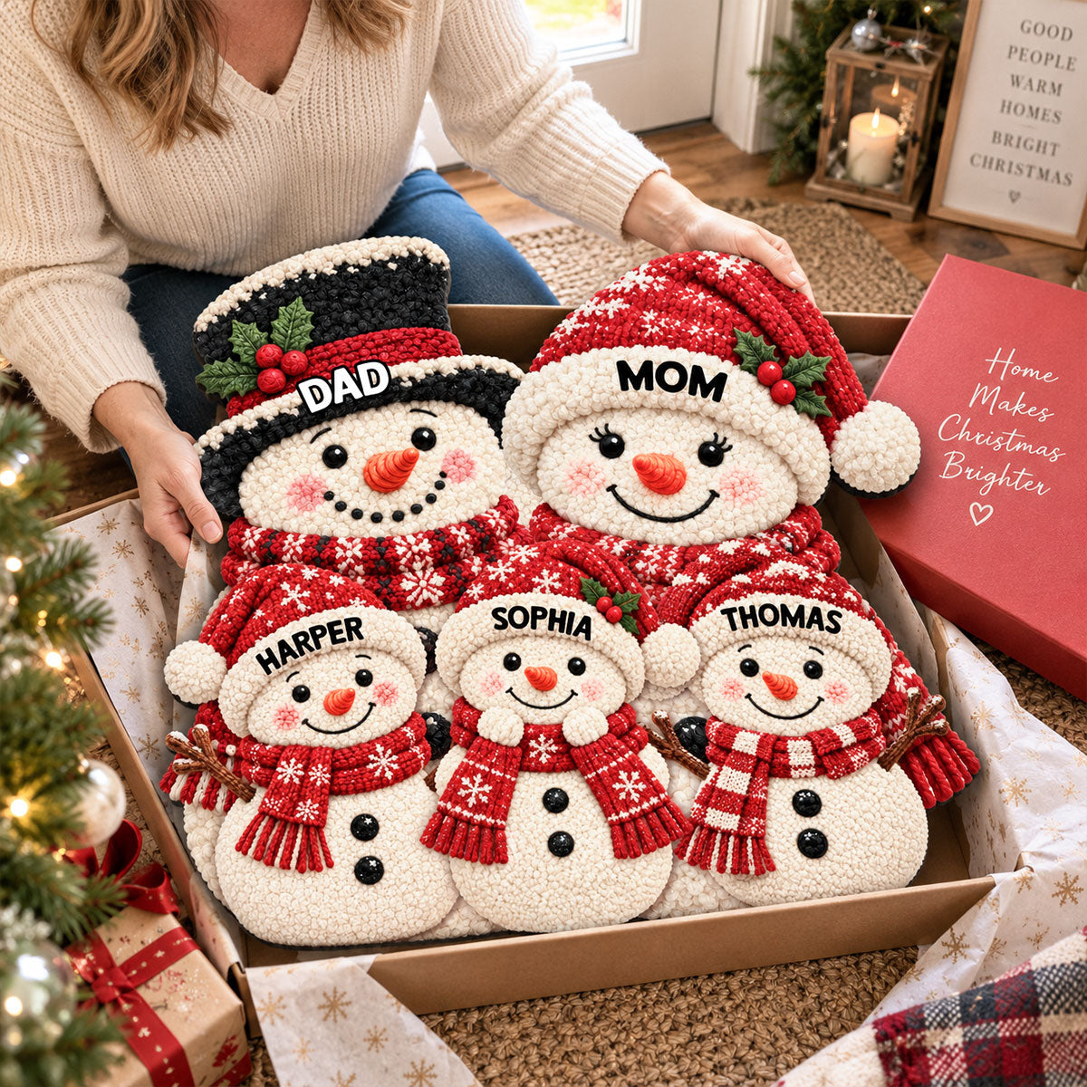 Christmas Cute Snowman 2D Flat Printed - Personalized Doormat - Christmas Decor For Family, Grandparents