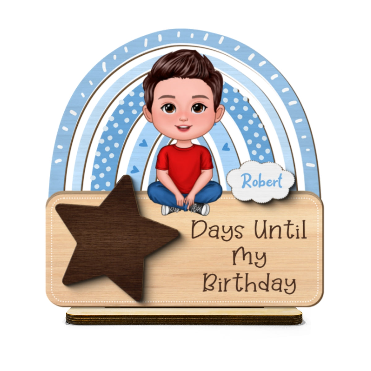 Unique Countdown For Kid Birthday Special Event Personalized 2-Layer Standing Wooden Plaque