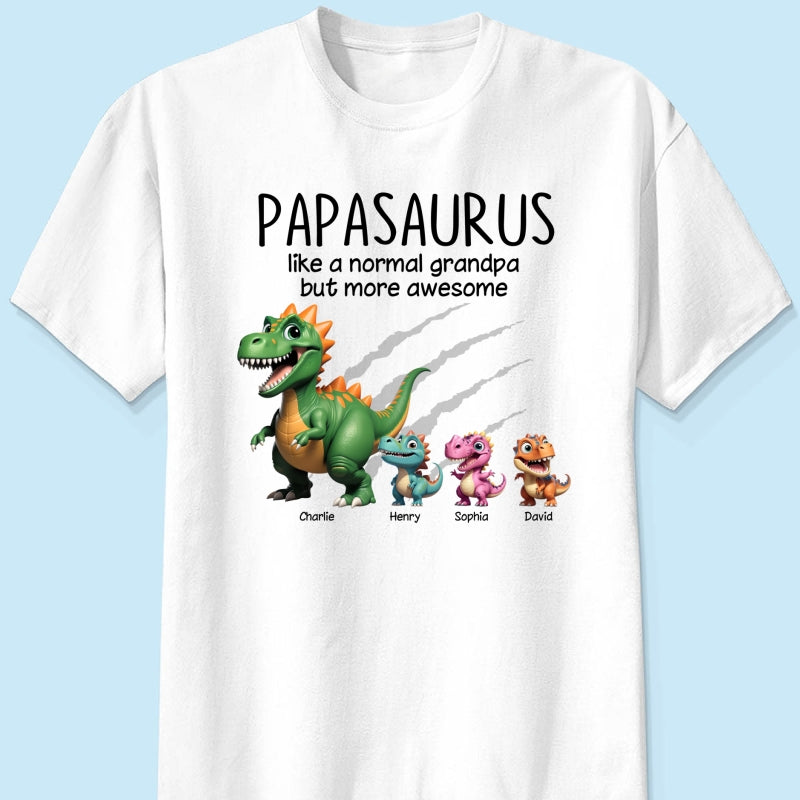 Grandpasaurus And Kids 3D Effect Dinosaurs Personalized Shirt, Father's Day Gift For Grandpa