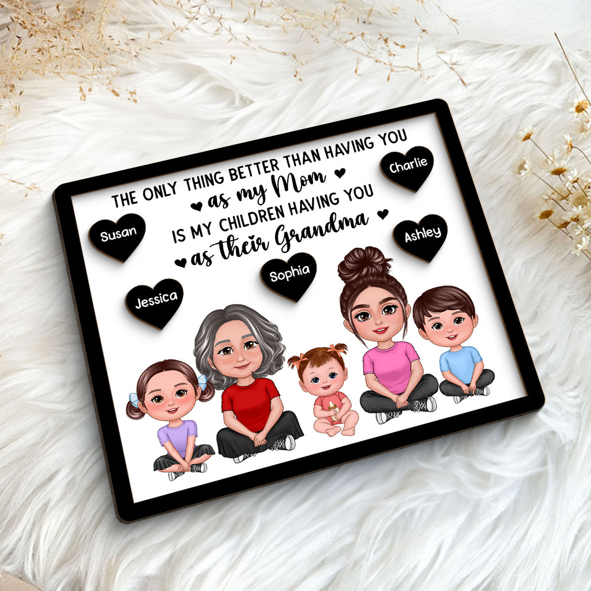 My Kids Have You As Their Grandma Personalized 2-layer Wooden Plaque