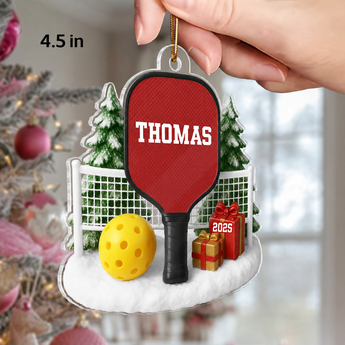 3D Effect Pickleball Things - Personalized Acrylic Ornament - Christmas Gift For Pickleball Players